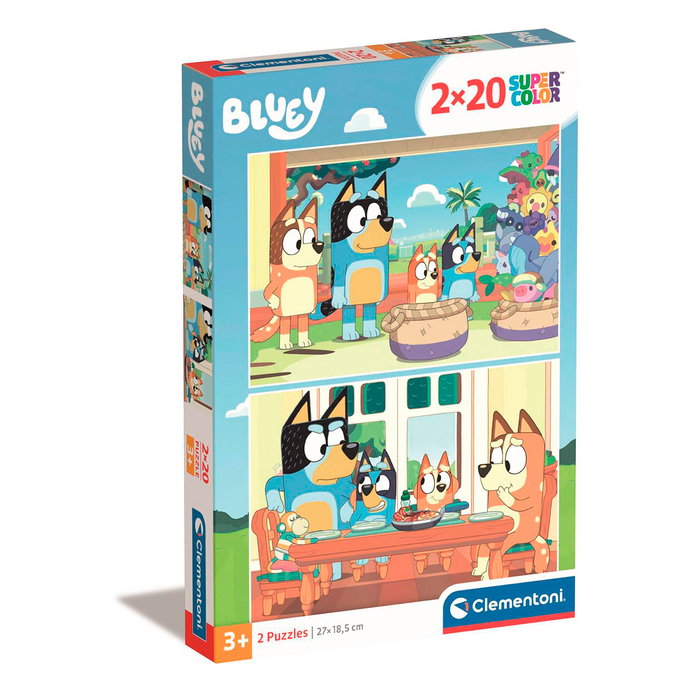 Clementoni Puzzle 2x20 pièces Bluey 24807 - Double puzzle pour enfant, 27 x 19 cm, à partir de 3 ans Clementoni Puzzle 2x20 pièces Bluey 24807 - Double puzzle pour enfant, 27 x 19 cm, à partir de 3 ans