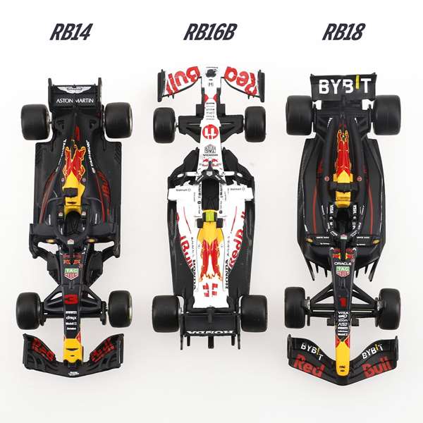 Burago Set de 7 Voitures de Formule 1 Red Bull avec Présentoir 1:43