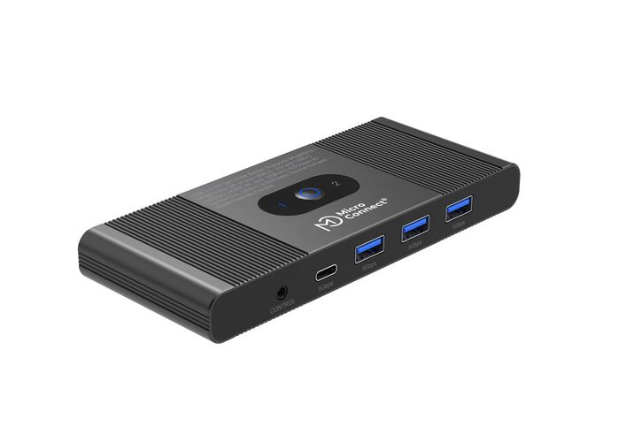 MicroConnect Commutateur KVM Displayport & USB-C 2 Ports - 8K@60Hz, 4K@240Hz, USB 3.0, Commut. Bouton/Commande pour 2 PC