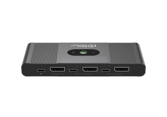 MicroConnect Commutateur KVM Displayport & USB-C 2 Ports - 8K@60Hz, 4K@240Hz, USB 3.0, Commut. Bouton/Commande pour 2 PC