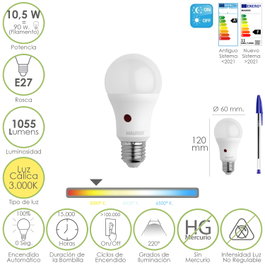 MAURER Ampoule LED Sphérique avec Capteur Crépusculaire E27