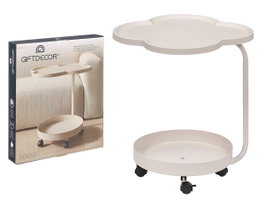 GIFTDECOR Mesa Auxiliar Doble Blanca