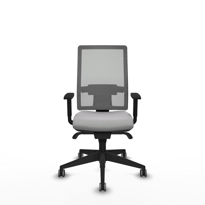 Chaise Horna Synchro 5 positions tissu Gris clair Maille Gris Base pyramidale noire Accoudoir 1D Sans appui-tête Roulettes 65mm pour moquette