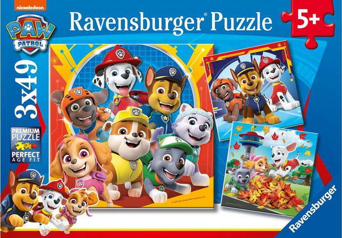 Ravensburger Lot de 3 puzzles Pat'Patrouille 49 pièces