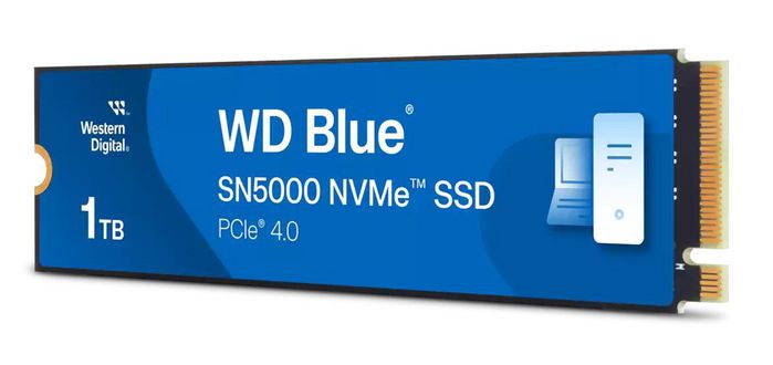 Western Digital WD Blue SN5000 SSD NVMe M.2 2280 1TB, PCIe 4.0 x4, Vitesse de lecture 5150 Mo/s, écriture 4900 Mo/s