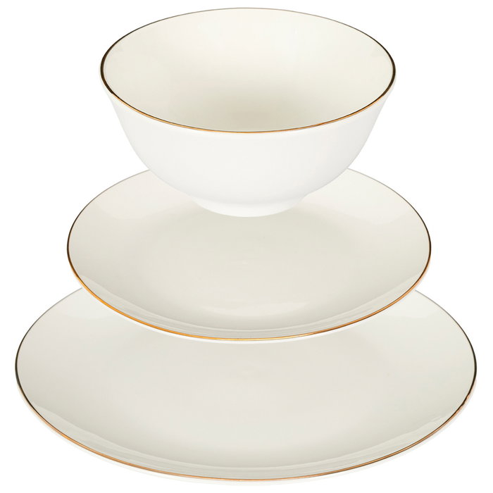 Home Deco Factory Service de table Erina 12 pièces en porcelaine avec bordure dorée Home Deco Factory Service de table Erina 12 pièces en porcelaine avec bordure dorée