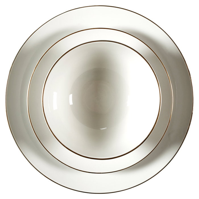 Home Deco Factory Service de table Erina 12 pièces en porcelaine avec bordure dorée Home Deco Factory Service de table Erina 12 pièces en porcelaine avec bordure dorée