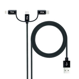 Nanocable 10.01.3200 Câble USB 3 en 1 USB-A vers USB-C/Micro USB/Lightning 1 m Noir