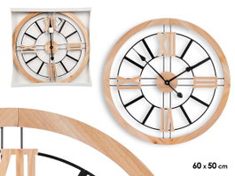 Giftdecor Horloge Murale Simple 60x60x4.5 cm Métal et Bois MDF Noir (Set de 4)