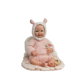 Muñecas Arias - Poupée reborn Kira 45 cm, robe rose, avec sac de couchage, jouet pour enfants de 3 ans et plus