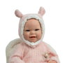 Muñecas Arias - Poupée reborn Kira 45 cm, robe rose, avec sac de couchage, jouet pour enfants de 3 ans et plus