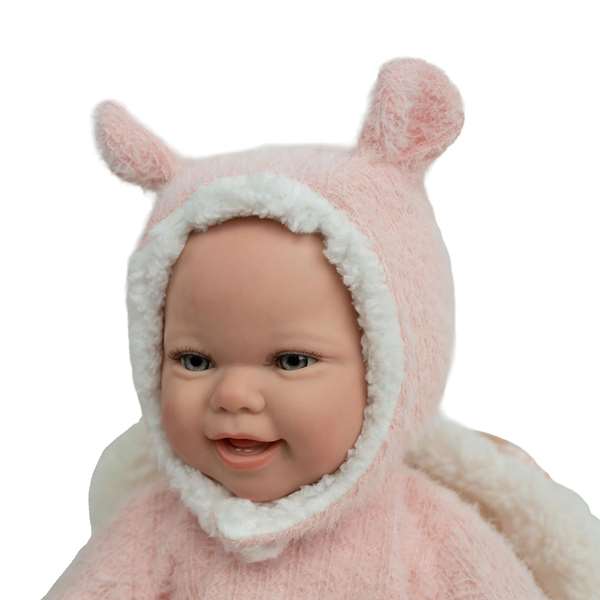 Muñecas Arias - Poupée reborn Kira 45 cm, robe rose, avec sac de couchage, jouet pour enfants de 3 ans et plus