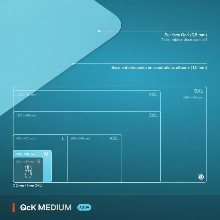 SteelSeries QcK M Tapis de souris gaming en tissu micro-tissé pour eSport - Cyan - 320 x 270 mm SteelSeries QcK M Tapis de souris gaming en tissu micro-tissé pour eSport - Cyan - 320 x 270 mm