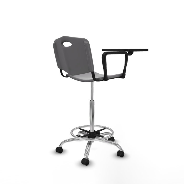 Tabouret Taburete Robledo Pivotant Chlorure de polyvinyle Gris clair Structure chromée Non applicable Sans appui-tête Roulettes autofreinées