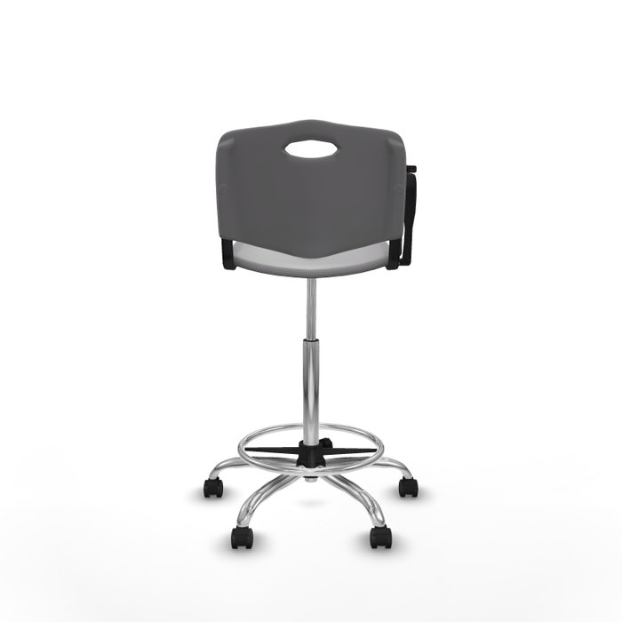 Tabouret Taburete Robledo Pivotant Chlorure de polyvinyle Gris clair Structure chromée Non applicable Sans appui-tête Roulettes autofreinées