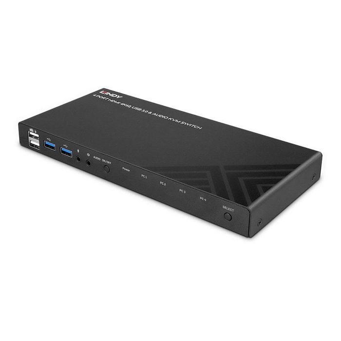 Lindy Switch KVM HDMI 4K60 avec USB 3.0, Audio et 4 ports pour contrôle de 4 PC depuis un seul poste