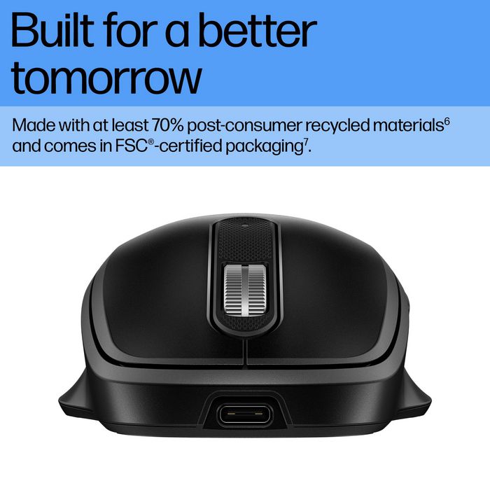 HP Souris sans fil rechargeable ultra-rapide 515 - Charge en 3 min, autonomie 30 jours, 4000 ppp, ambidextre, 4 boutons programmables, dongle unifiant USB-C