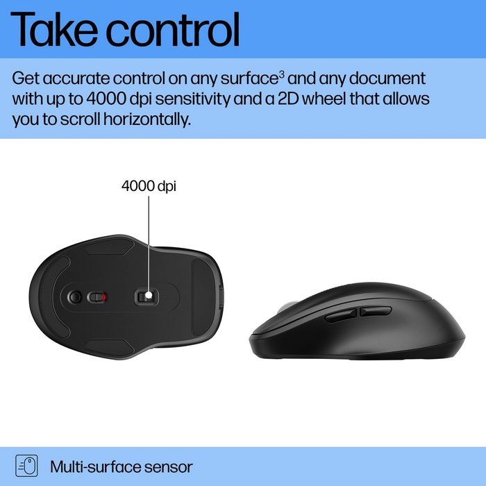 HP Souris sans fil rechargeable ultra-rapide 515 - Charge en 3 min, autonomie 30 jours, 4000 ppp, ambidextre, 4 boutons programmables, dongle unifiant USB-C
