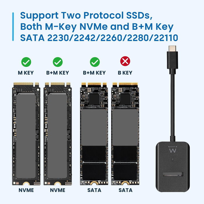 Ewent EW7066 Docking Station SSD M.2 USB-C Noir