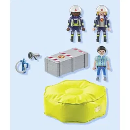 Playmobil 71465 - Figurines Pompiers Action Heroes avec Coussin de Sauvetage - 3 Personnages - Jeu d'Action Enfant dès 4 Ans