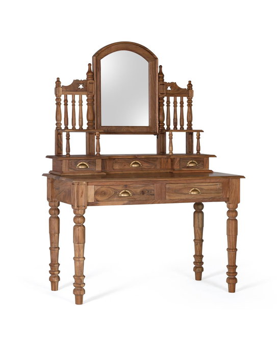 GINER Y COLOMER - Coiffeuse en bois d'acacia naturel couleur noisette - 165 x 120 x 60 cm