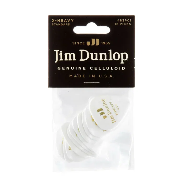DUNLOP Pack de 12 médiators Genuine Celluloid Blanc - X Heavy
