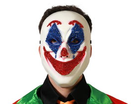 Atosa Masque de clown blanc avec bijoux rouges et bleus