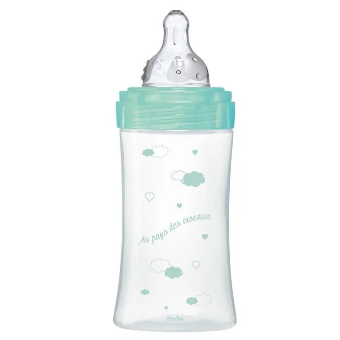 Dodie Biberon Initiation+ Anti-Coliques en Verre 270ml, 3 Vitesses, Tétine Rondes Débit Moyen, Décor Vert Oiseaux, pour Bébé dès la Naissance Dodie Biberon Initiation+ Anti-Coliques en Verre 270ml, 3 Vitesses, Tétine Rondes Débit Moyen, Décor Vert Oiseaux, pour Bébé dès la Naissance