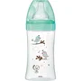 Dodie Biberon Initiation+ Anti-Coliques en Verre 270ml, 3 Vitesses, Tétine Rondes Débit Moyen, Décor Vert Oiseaux, pour Bébé dès la Naissance