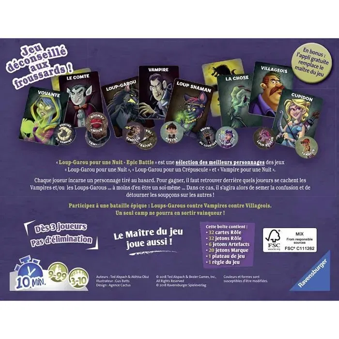 Ravensburger Loup-Garou pour une Nuit - Epic Battle - Jeu d'ambiance et de rôle pour 3 à 10 joueurs à partir de 9 ans