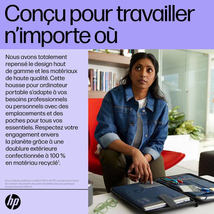 HP Housse pour ordinateur portable 14 pouces Renew Executive - Protection avec rangements, matériau recyclé et résistant à l'eau