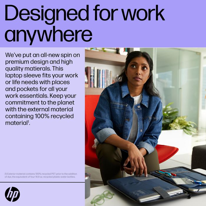 HP Housse pour ordinateur portable 14 pouces Renew Executive - Protection avec rangements, matériau recyclé et résistant à l'eau