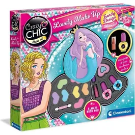 Clementoni Crazy Chic - Palette de maquillage Sirène, coffret avec 2 palettes de fards à paupières pour enfants à partir de 6 ans