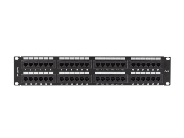 Lanberg Patch Panel 48 Ports Cat.6 RJ-45 2U 19" Noir Lanberg Patch Panel 48 Ports Cat.6 RJ-45 2U 19" Noir