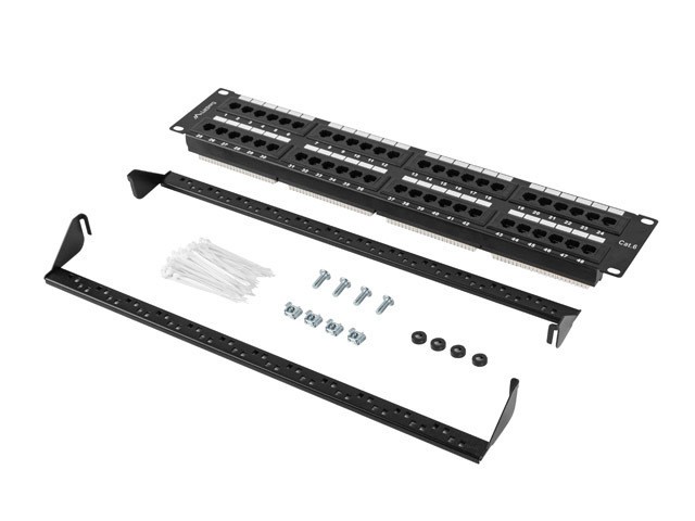 Lanberg Patch Panel 48 Ports Cat.6 RJ-45 2U 19" Noir Lanberg Patch Panel 48 Ports Cat.6 RJ-45 2U 19" Noir
