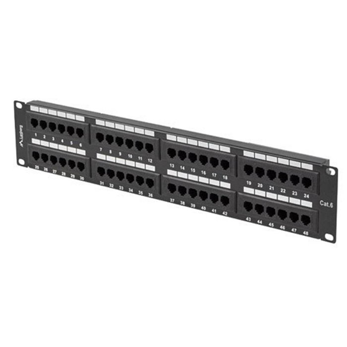 Lanberg Patch Panel 48 Ports Cat.6 RJ-45 2U 19" Noir Lanberg Patch Panel 48 Ports Cat.6 RJ-45 2U 19" Noir