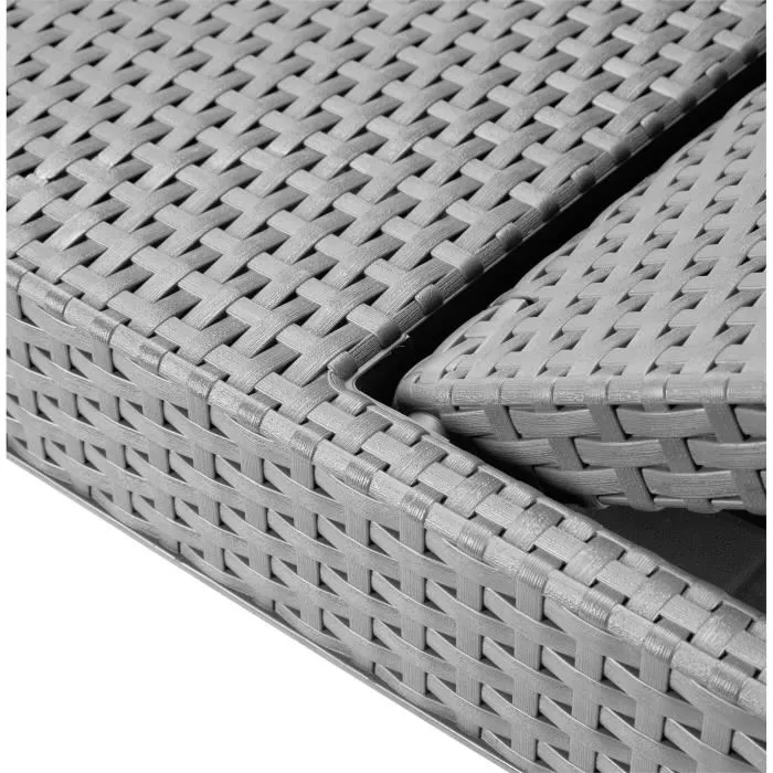 Allibert by KETER Bain de soleil Jaipur - Résine imitation rotin tressé gris clair avec coussin, 4 positions, 187 x 58 x 29 cm