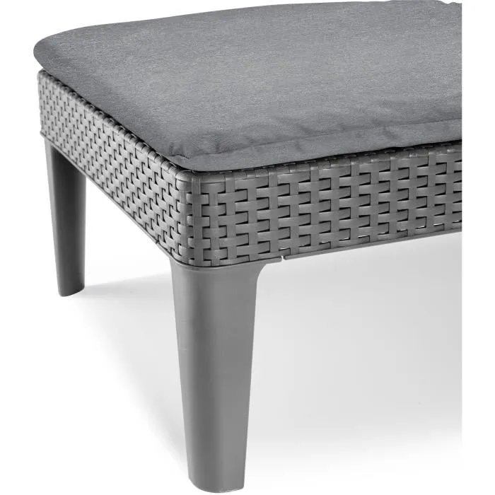 Allibert by KETER Bain de soleil Jaipur - Résine imitation rotin tressé gris clair avec coussin, 4 positions, 187 x 58 x 29 cm