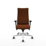Piqueras Y Crespo Fauteuil Albacete Marron en Similicuir avec Mécanisme Synchrone et Base Blanche