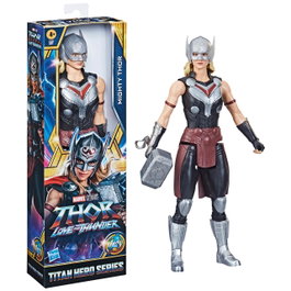 Hasbro Figurine Titan Hero Series Thor Avengers 30 cm avec Mjolnir - Univers Cinématographique Marvel Thor: Love and Thunder - Figurine Articulée Enfant +4 ans