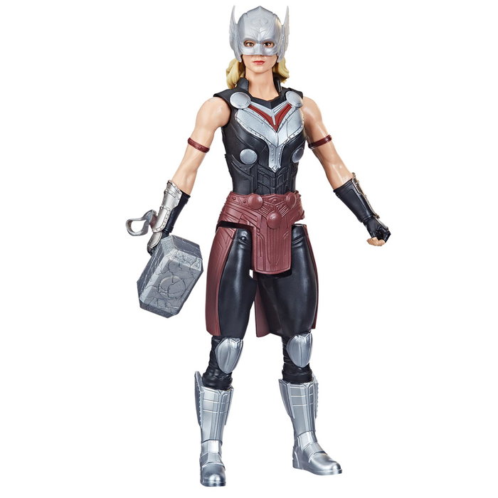 Hasbro Figurine Titan Hero Series Thor Avengers 30 cm avec Mjolnir - Univers Cinématographique Marvel Thor: Love and Thunder - Figurine Articulée Enfant +4 ans