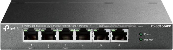 Omada TL-SG1006PP - Switch de bureau Gigabit non géré 6 ports avec 4 ports PoE (1 PoE++ 60W et 3 PoE+ 30W) Omada TL-SG1006PP - Switch de bureau Gigabit non géré 6 ports avec 4 ports PoE (1 PoE++ 60W et 3 PoE+ 30W)