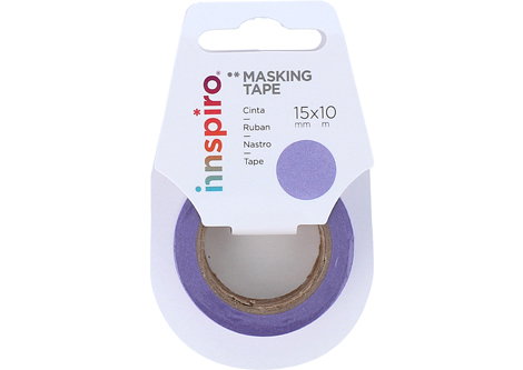 Innspiro Cinta masking tape Washi lila 15mm x 10m Serie Lisos Básicos