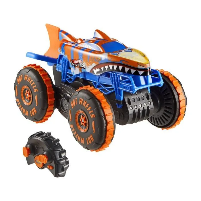 Hot Wheels JFR39 Monster Trucks - Véhicule Tiger Shark Escaladeur à Piles avec Queue Extensible, pour Enfants 5 ans et plus Hot Wheels JFR39 Monster Trucks - Véhicule Tiger Shark Escaladeur à Piles avec Queue Extensible, pour Enfants 5 ans et plus