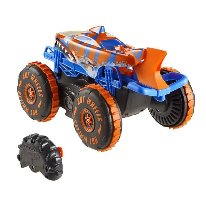 Hot Wheels JFR39 Monster Trucks - Véhicule Tiger Shark Escaladeur à Piles avec Queue Extensible, pour Enfants 5 ans et plus Hot Wheels JFR39 Monster Trucks - Véhicule Tiger Shark Escaladeur à Piles avec Queue Extensible, pour Enfants 5 ans et plus