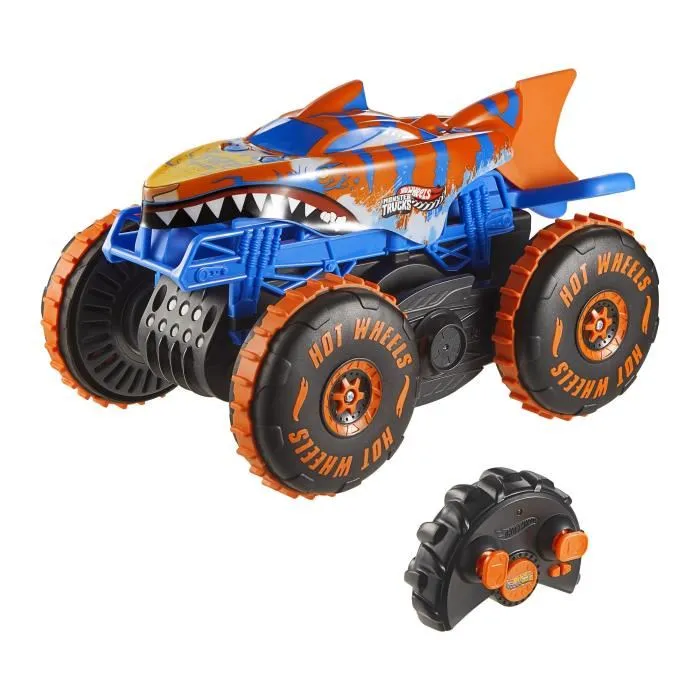 Hot Wheels JFR39 Monster Trucks - Véhicule Tiger Shark Escaladeur à Piles avec Queue Extensible, pour Enfants 5 ans et plus Hot Wheels JFR39 Monster Trucks - Véhicule Tiger Shark Escaladeur à Piles avec Queue Extensible, pour Enfants 5 ans et plus