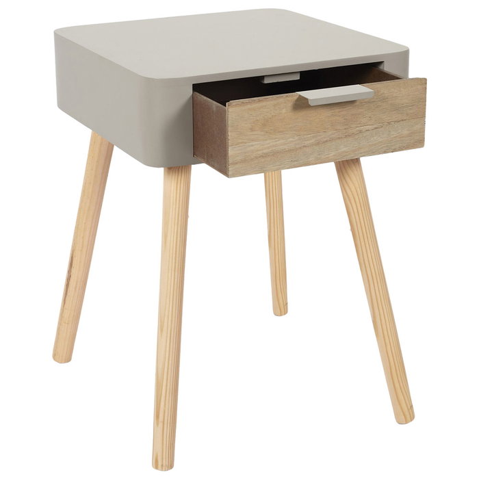 Home Deco Factory Table de chevet avec tiroir marron taupe