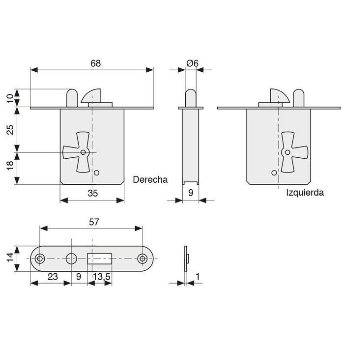 CERRAVAL Cerradura - Serrure de bureau à coins ronds, pour porte à gauche CERRAVAL Cerradura - Serrure de bureau à coins ronds, pour porte à gauche