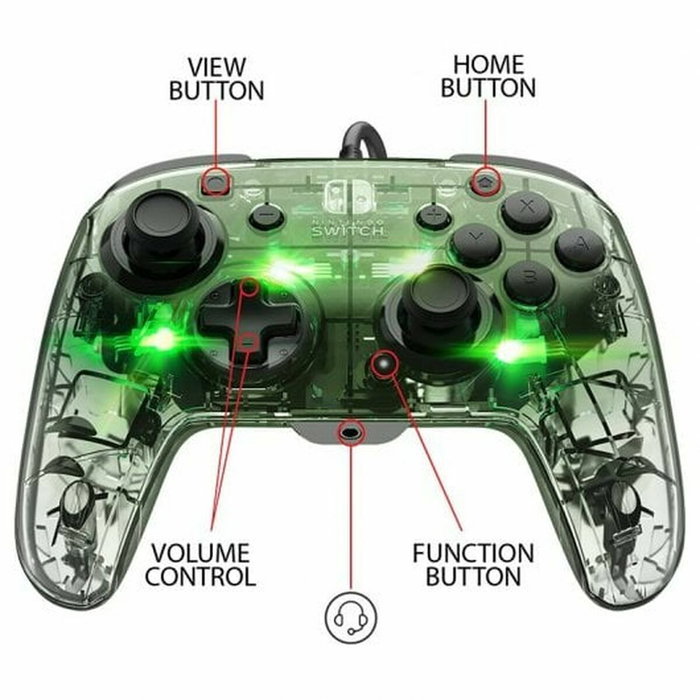 PDP Afterglow Deluxe+ Manette filaire avec éclairage LED - Transparent