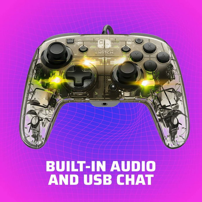 PDP Afterglow Deluxe+ Manette filaire avec éclairage LED - Transparent